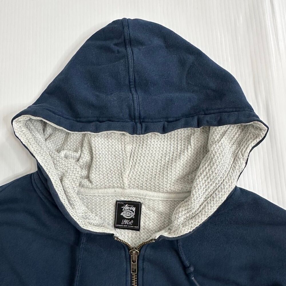 Stussy x Dickies Navy Full Zip Hoodie Men’s Large Workwear Streetwear Skater Y2K - Picture 14 of 14